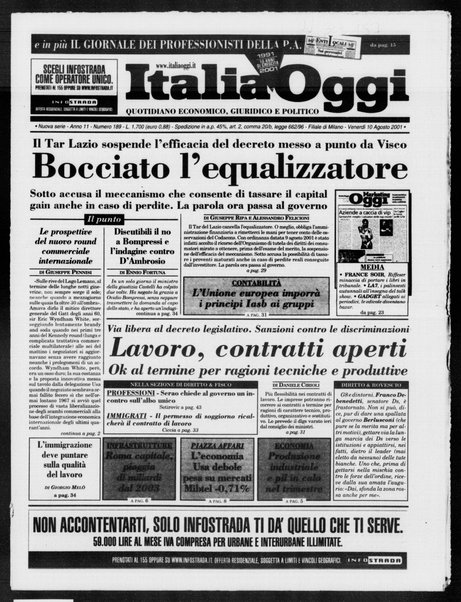 Italia oggi : quotidiano di economia finanza e politica